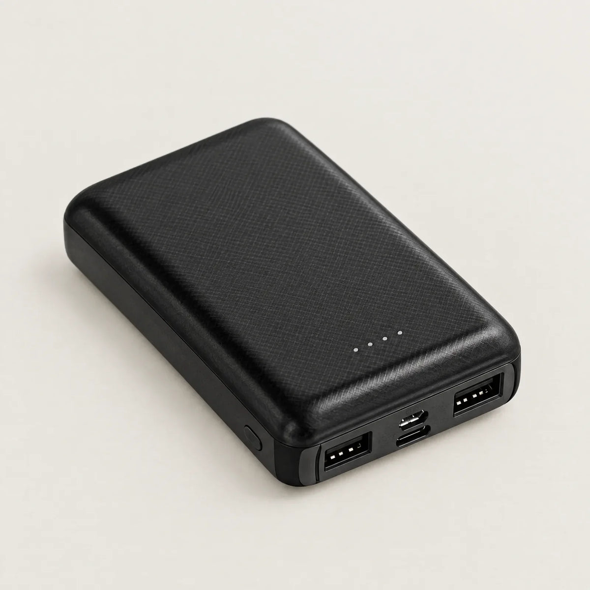 BergHeat power bank 5,000 mAh, cut out, with two USB-A ports, micro-USB, USB-C and four LEDs